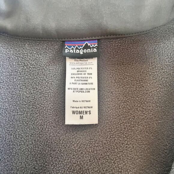 PATAGONIA Women Medium Gray Floral Demitasse Windproof SoftShell Jacket Logo - Picture 2 of 4